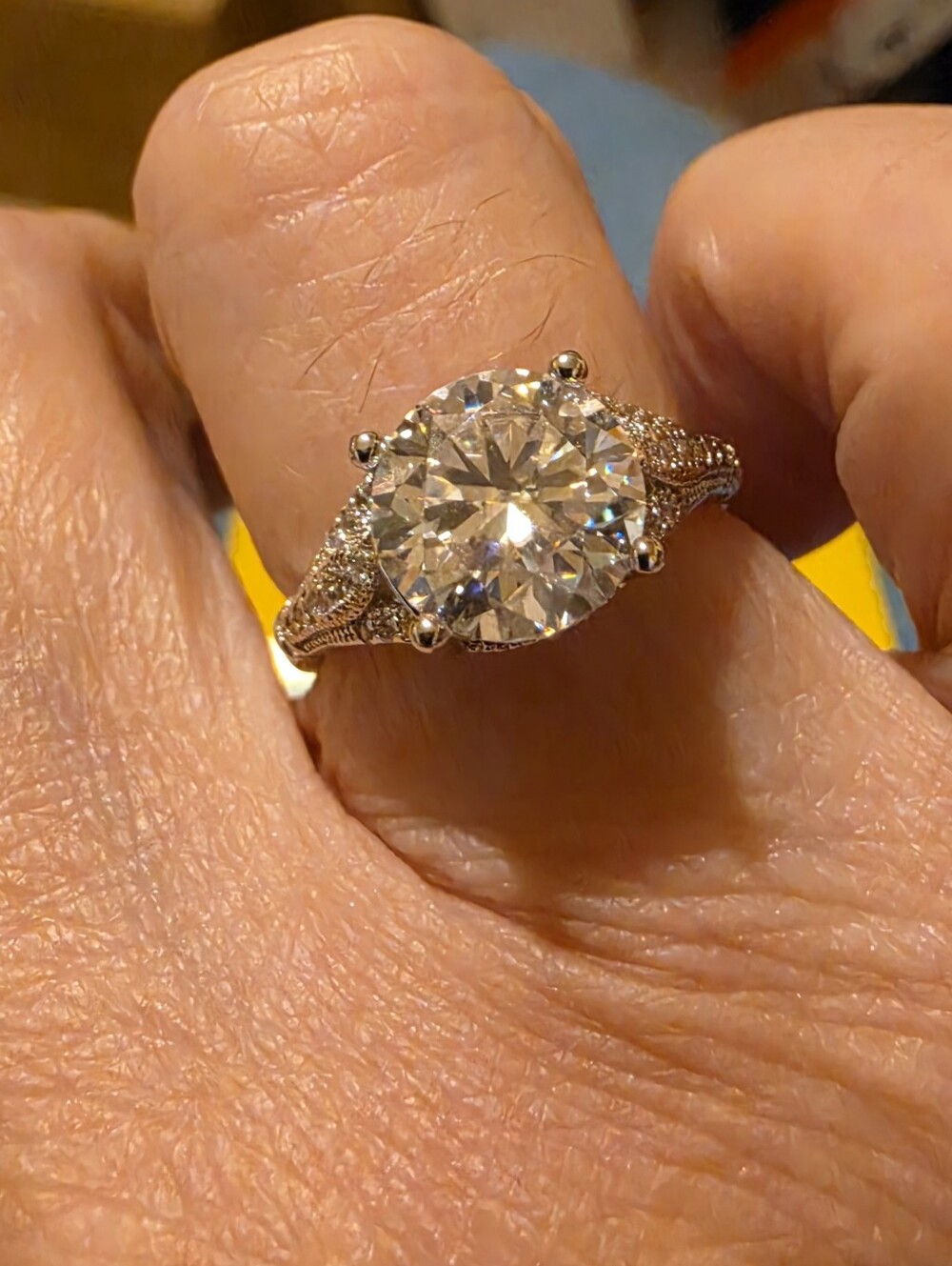 NWT Size 6 Moissanite 3 CT Rhodium Plated D Color Size 6 Ring